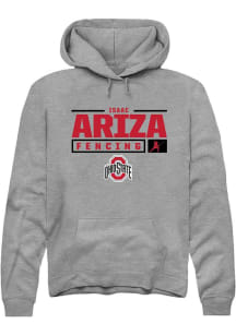 Isaac Ariza Rally Mens Graphite Ohio State Buckeyes NIL Stacked Box Hooded Sweatshirt