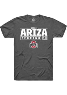 Isaac Ariza Dark Grey Ohio State Buckeyes NIL Stacked Box Short Sleeve T Shirt