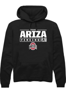 Isaac Ariza Rally Mens Black Ohio State Buckeyes NIL Stacked Box Hooded Sweatshirt