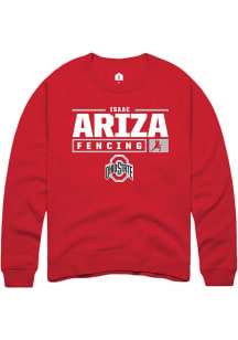 Isaac Ariza Rally Mens Red Ohio State Buckeyes NIL Stacked Box Crew Sweatshirt