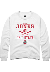 Jaylen Jones Rally Mens White Ohio State Buckeyes NIL Sport Icon Crew Sweatshirt