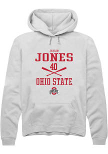 Jaylen Jones Rally Mens White Ohio State Buckeyes NIL Sport Icon Hooded Sweatshirt