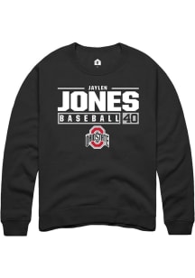 Jaylen Jones Rally Mens Black Ohio State Buckeyes NIL Stacked Box Crew Sweatshirt