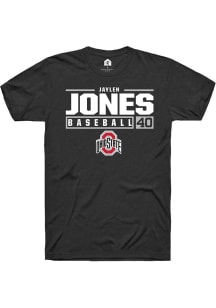 Jaylen Jones Black Ohio State Buckeyes NIL Stacked Box Short Sleeve T Shirt
