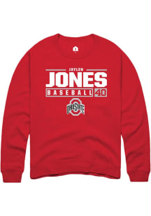 Jaylen Jones Rally Mens Red Ohio State Buckeyes NIL Stacked Box Crew Sweatshirt