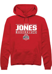 Jaylen Jones Rally Mens Red Ohio State Buckeyes NIL Stacked Box Hooded Sweatshirt