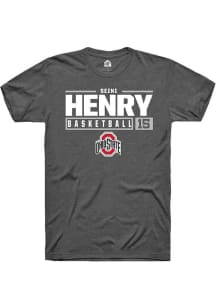 Seini Henry Dark Grey Ohio State Buckeyes NIL Stacked Box Short Sleeve T Shirt