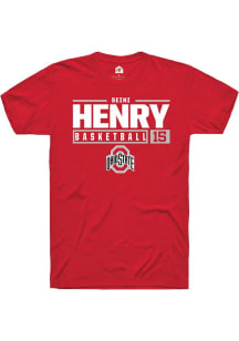Seini Henry Red Ohio State Buckeyes NIL Stacked Box Short Sleeve T Shirt