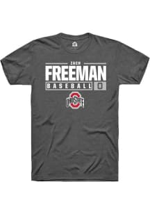 Zach Freeman Dark Grey Ohio State Buckeyes NIL Stacked Box Short Sleeve T Shirt
