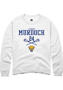 Addison Murdoch  Rally Pitt Panthers Mens White NIL Sport Icon Long Sleeve Crew Sweatshirt