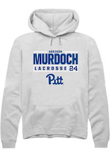 Addison Murdoch  Rally Pitt Panthers Mens White NIL Stacked Box Long Sleeve Hoodie