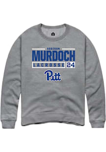 Addison Murdoch  Rally Pitt Panthers Mens Graphite NIL Stacked Box Long Sleeve Crew Sweatshirt