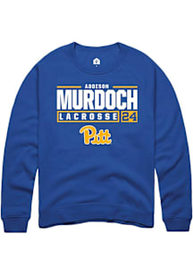 Addison Murdoch  Rally Pitt Panthers Mens Blue NIL Stacked Box Long Sleeve Crew Sweatshirt