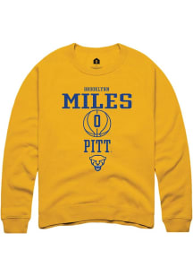 Brooklynn Miles Rally Mens Gold Pitt Panthers NIL Sport Icon Crew Sweatshirt