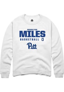 Brooklynn Miles Rally Mens White Pitt Panthers NIL Stacked Box Crew Sweatshirt