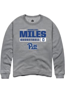 Brooklynn Miles Rally Mens Graphite Pitt Panthers NIL Stacked Box Crew Sweatshirt