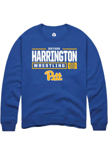 Bryson Harrington Rally Mens Blue Pitt Panthers NIL Stacked Box Crew Sweatshirt