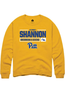 Kimmy Shannon Rally Mens Gold Pitt Panthers NIL Stacked Box Crew Sweatshirt