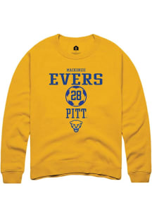 Mackenzie Evers Rally Mens Gold Pitt Panthers NIL Sport Icon Crew Sweatshirt