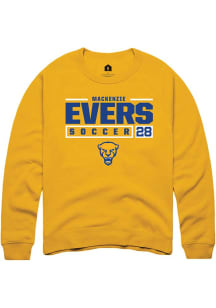 Mackenzie Evers Rally Mens Gold Pitt Panthers NIL Stacked Box Crew Sweatshirt