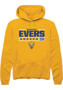 Mackenzie Evers Rally Mens Gold Pitt Panthers NIL Stacked Box Hooded Sweatshirt