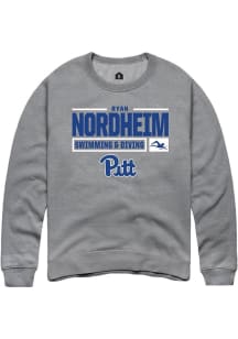 Ryan Nordheim Rally Mens Graphite Pitt Panthers NIL Stacked Box Crew Sweatshirt