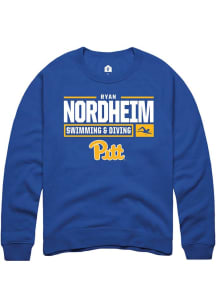 Ryan Nordheim Rally Mens Blue Pitt Panthers NIL Stacked Box Crew Sweatshirt