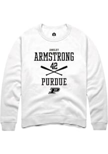 Ansley Armstrong  Rally Purdue Boilermakers Mens White NIL Sport Icon Long Sleeve Crew Sweatshirt