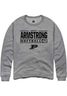 Ansley Armstrong  Rally Purdue Boilermakers Mens Graphite NIL Stacked Box Long Sleeve Crew Sweatsh..