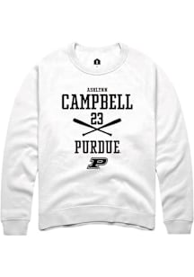 Ashlynn Campbell  Rally Purdue Boilermakers Mens White NIL Sport Icon Long Sleeve Crew Sweatshirt