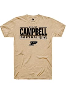 Ashlynn Campbell  Purdue Boilermakers Gold Rally NIL Stacked Box Short Sleeve T Shirt