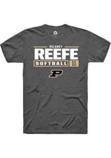 Delaney Reefe Dark Grey Purdue Boilermakers NIL Stacked Box Short Sleeve T Shirt