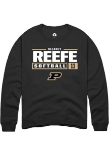 Delaney Reefe Rally Mens Black Purdue Boilermakers NIL Stacked Box Crew Sweatshirt