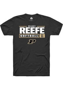 Delaney Reefe Black Purdue Boilermakers NIL Stacked Box Short Sleeve T Shirt