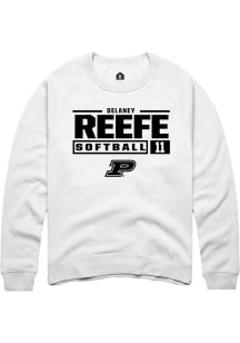 Delaney Reefe Rally Mens White Purdue Boilermakers NIL Stacked Box Crew Sweatshirt