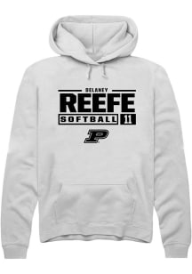 Delaney Reefe Rally Mens White Purdue Boilermakers NIL Stacked Box Hooded Sweatshirt