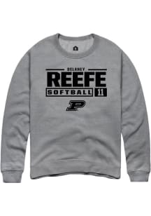 Delaney Reefe Rally Mens Graphite Purdue Boilermakers NIL Stacked Box Crew Sweatshirt