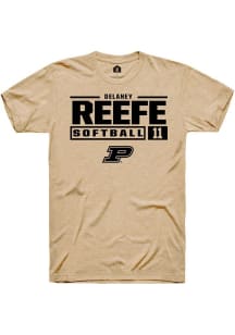 Delaney Reefe Gold Purdue Boilermakers NIL Stacked Box Short Sleeve T Shirt