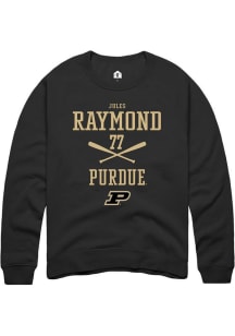 Jules Raymond Rally Mens Black Purdue Boilermakers NIL Sport Icon Crew Sweatshirt