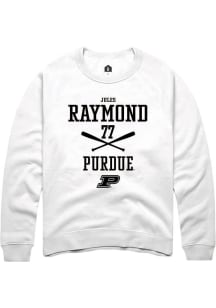 Jules Raymond Rally Mens White Purdue Boilermakers NIL Sport Icon Crew Sweatshirt