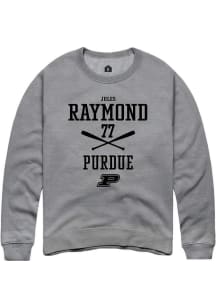 Jules Raymond Rally Mens Graphite Purdue Boilermakers NIL Sport Icon Crew Sweatshirt