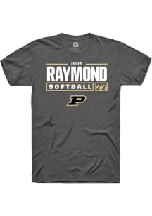 Jules Raymond Dark Grey Purdue Boilermakers NIL Stacked Box Short Sleeve T Shirt