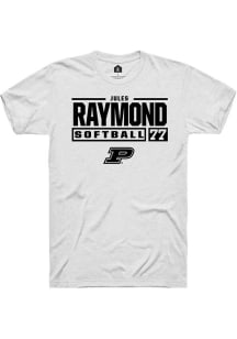 Jules Raymond White Purdue Boilermakers NIL Stacked Box Short Sleeve T Shirt