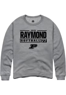 Jules Raymond Rally Mens Graphite Purdue Boilermakers NIL Stacked Box Crew Sweatshirt