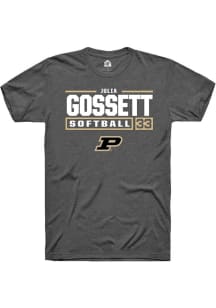 Julia Gossett Dark Grey Purdue Boilermakers NIL Stacked Box Short Sleeve T Shirt