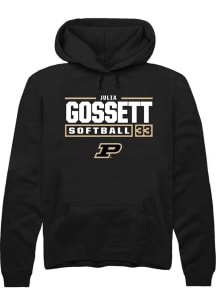 Julia Gossett Rally Mens Black Purdue Boilermakers NIL Stacked Box Hooded Sweatshirt