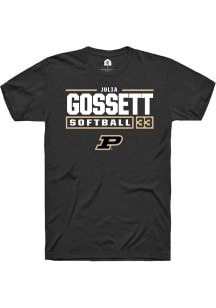 Julia Gossett Black Purdue Boilermakers NIL Stacked Box Short Sleeve T Shirt