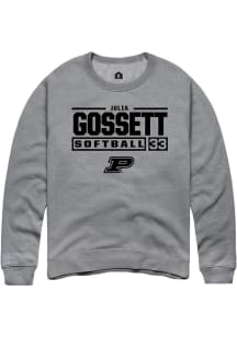 Julia Gossett Rally Mens Graphite Purdue Boilermakers NIL Stacked Box Crew Sweatshirt