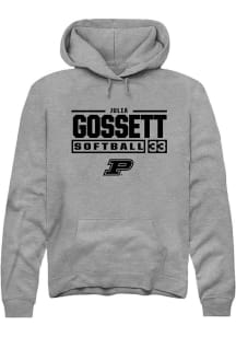 Julia Gossett Rally Mens Graphite Purdue Boilermakers NIL Stacked Box Hooded Sweatshirt