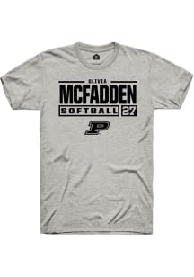 Olivia McFadden Ash Purdue Boilermakers NIL Stacked Box Short Sleeve T Shirt